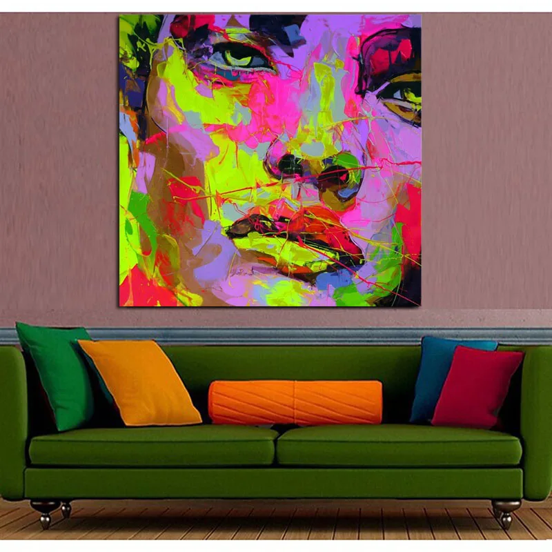 

100% Hand Painted Handmade Francoise Nielly Palette Knife Portrait Face Oil Painting Character Figure Canva Wall Art Pictures