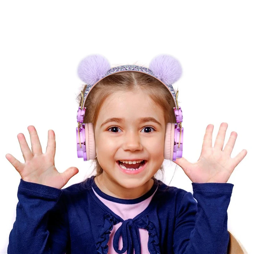 Bluetoothかわいい子供ワイヤレスヘッドフォンとマイク女の子3.5ミリメートル音楽ステレオイヤホンコンピュータ携帯電話猫のヘッドフォン