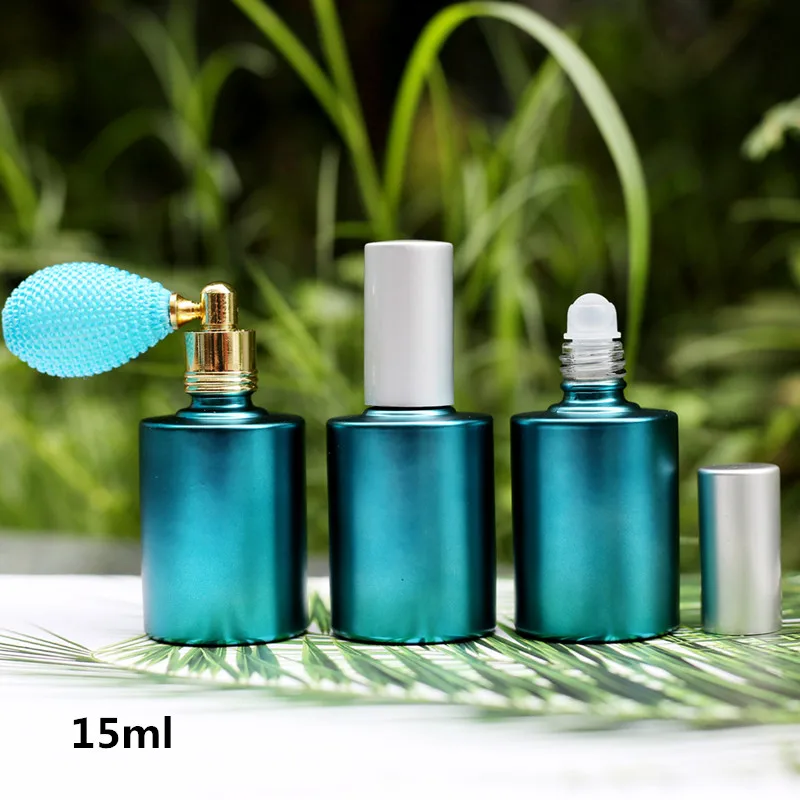 

The Best-selling 15ML Blue Spray Glass Perfume Bottle Perfume Refillable Bottle Can be Equipped With Air Bag /Spray/ Ball