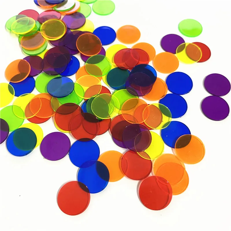 500Pcs 1.5cm Plastic Chips Markers for Fun Family Club Carnival Board Game 6 Colors