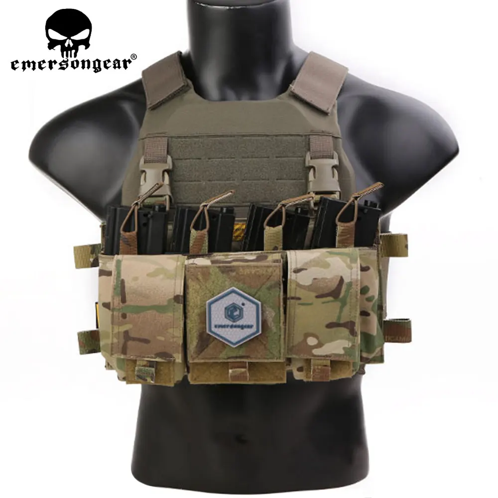 Imagem -06 - Emersongear-mag Bolsa para Airsoft Magazine Bolsa Mag Tactical Peito Rig Acessórios Colete Estilo mf Quad Compatível Placard 5.56 Em7367