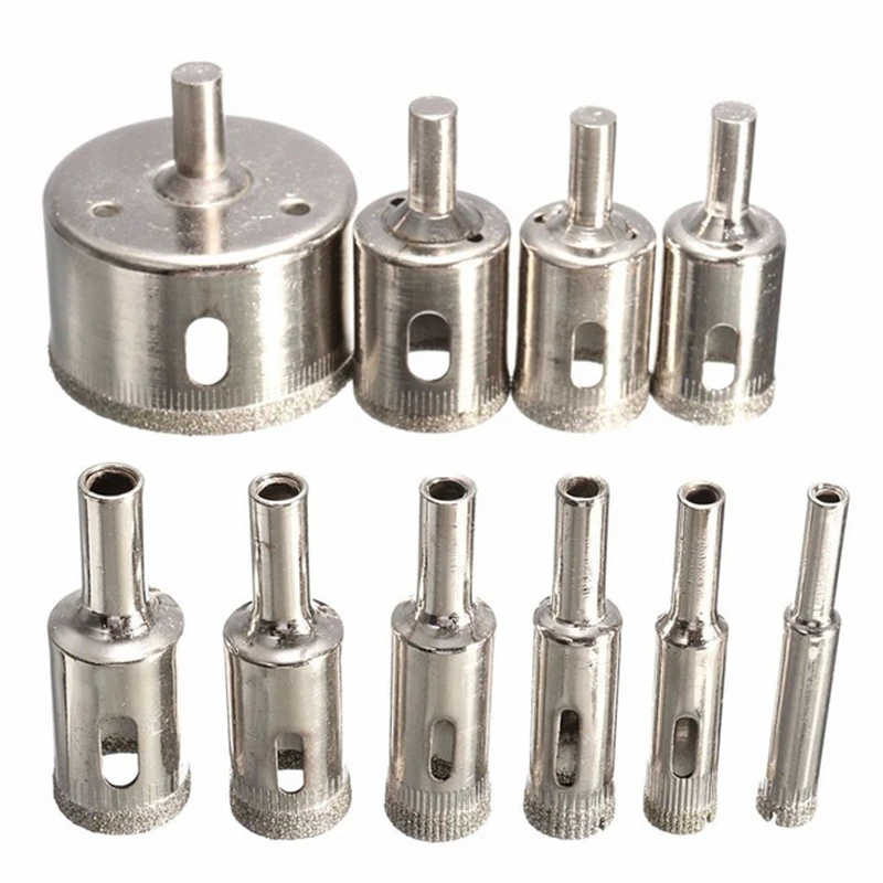 10PC Set Rounding Grinder Diamond Window Glass Opener Bit