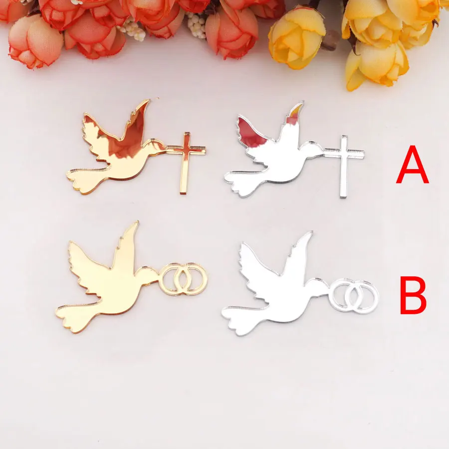 30 Pcs/Lot Peace Dove DIY Acrylic Mirror Laser Cutting Wedding Baptism First Communion Party Favors Handcrafts Home Decor