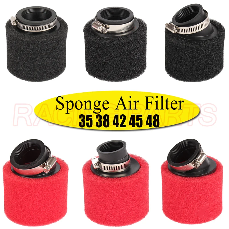 Motorcycle Sponge Air Filter Cleaner Straight and Bent Neck 35/38/42/45/48mm for ATV Dirt Pit Bike Carburetor 110 cc 125 cc