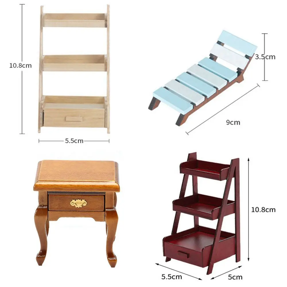 1/12 Mini Dollhouse Miniature Mini โต๊ะไม้กาแฟตารางเก้าอี้เฟอร์นิเจอร์จำลองของเล่นสำหรับตุ๊กตาอุปกรณ์ House