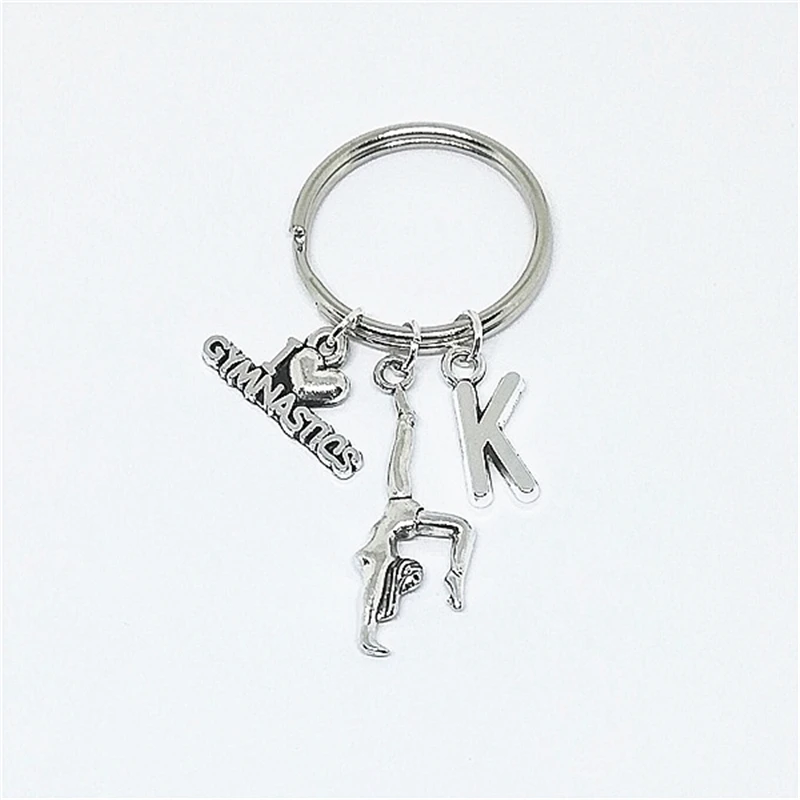 Handmade Sport Keychains, Gymnastics Keyrings, Initial Keychains,Best Friends Gift, I Love Gymnastics