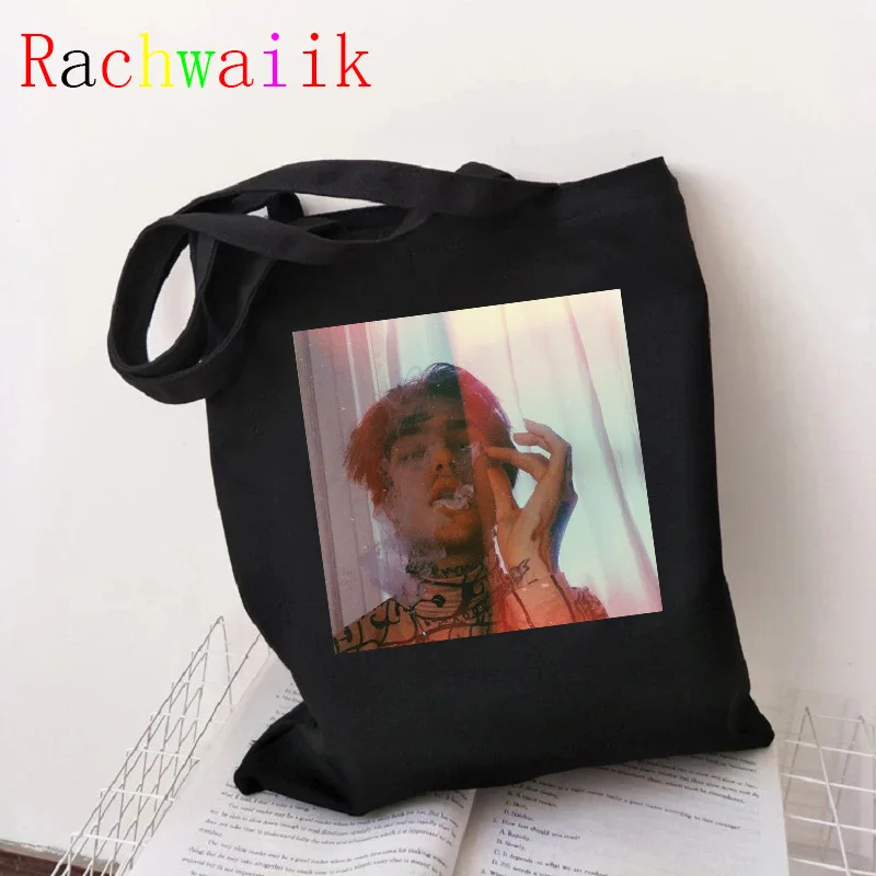 Bolso de compras de Hip Hop Lil Peep, bolso de lona con gráfico, bolso de compras Harajuku, bolso de hombro para mujer, bolso ecológico Ulzzang Harajuku Y2k