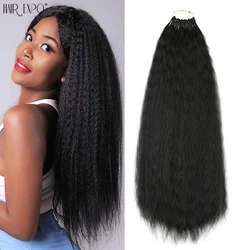 Extensions de Cheveux Synthétiques Yaki Doux, Lisses, Crochet, Pré-Bouclés, Crépus, Bouclés, Ombré, Tressage, 22 Pouces