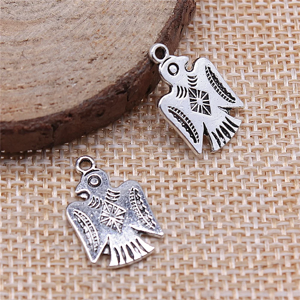 

free shipping 60pcs 12x19mm antique silver Thunderbird charms diy retro jewelry fit Earring keychain hair card pendant