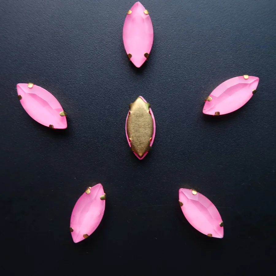 Pferdeaugenförmige Goldklauenfassungen, Jelly Candy Glas & AB Farben Kristall 7*15mm 20 Stück/Packung, zum Aufnähen, Strassperlen, Kleidung, DIY-Verzierung – Detail 17