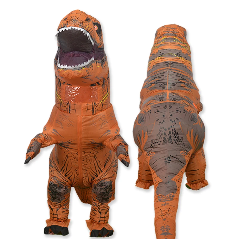 T Rex Velociraptor Inflatable เครื่องแต่งกาย Mascot คอสเพลย์ Tirano Saurio Rex Dino Halloween สำหรับผู้หญิงผู้ชายเด็กคอสเพลย์ตลกสูท