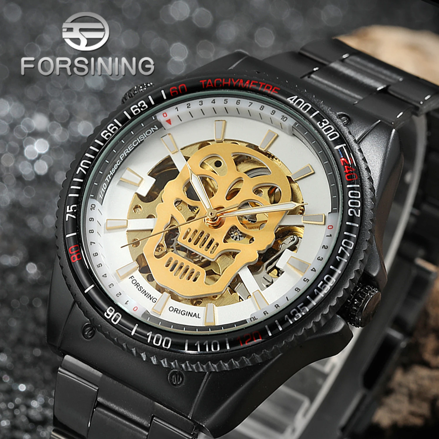 Forsining Fashion Skull Men's Watches Mechanical Automatic Mens Wrist Luxury SkeletonWatches Trend Sports Male Wristwatches