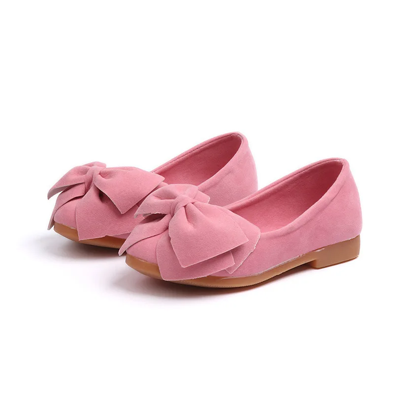 2021 1 3 4 5 6 7 8 9 10 11 12 Years Fashion Bow Toddler Girl Elegant Party Dress Suede Shoes For Children Spring Kids Flat Shoes