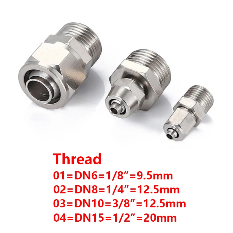 Pneumatic Connector Tube Air Fitting fast push 4 6 8 10 12mm Hose fast twist air Lock Nut pass-through fittings 1/8