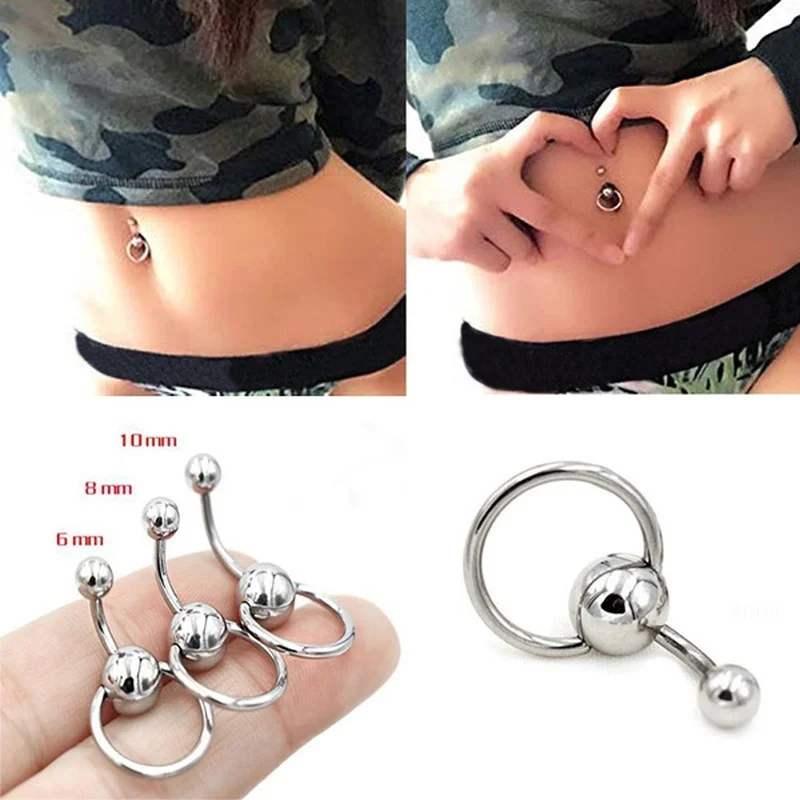 6/8/10MM Surgical Steel Navel Piercing Sexy Belly Piercing Ombligo Belly Button Rings Nombril Navel Rings Earrings Body Jewelry