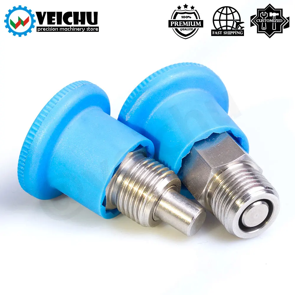 VCN218 Neue Blau Kunststoff Knopf Dübel Edelstahl Mini Rastbolzen Mit Rest Position