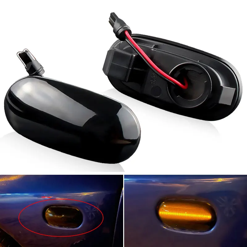 2Pcs Smoked LED Side Marker Turn Signal Sequential Blinker indicator Lights For Mitsubishi Pajero Mirag Legnum Gelent 1998-2005