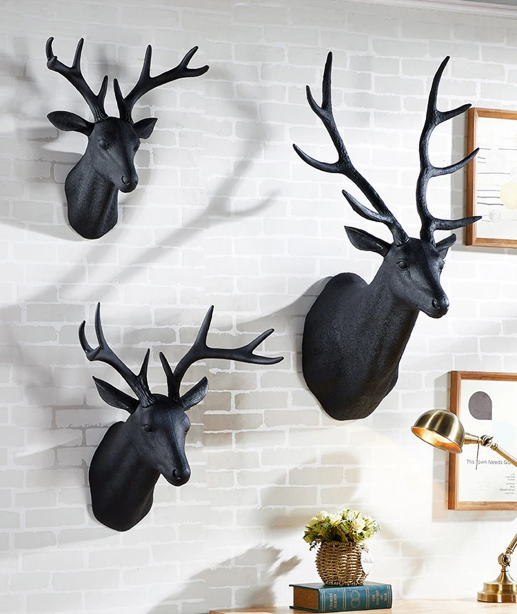 Wall Mounted Hanging Deer Head, Home Bar Shop Animal Head for wall decoration,3D Deer Head Wall Decor Home Statue Sculpture