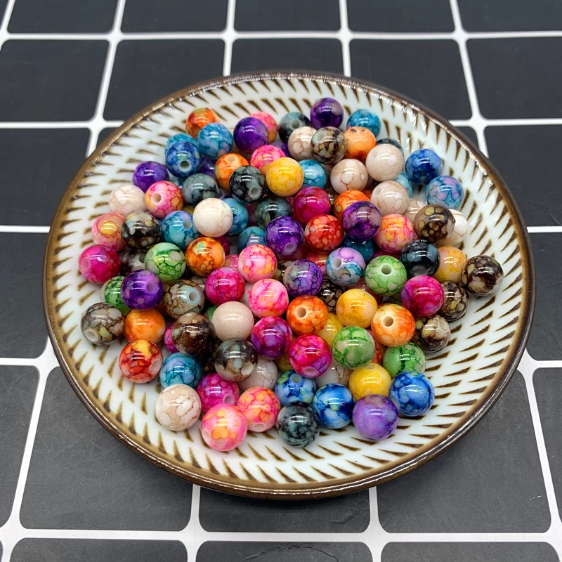 8mm-10mm Round Shape Beads Jewelry Making Acrylic Beads Multicolor Loose Bead Jewelry DIY  Accessory