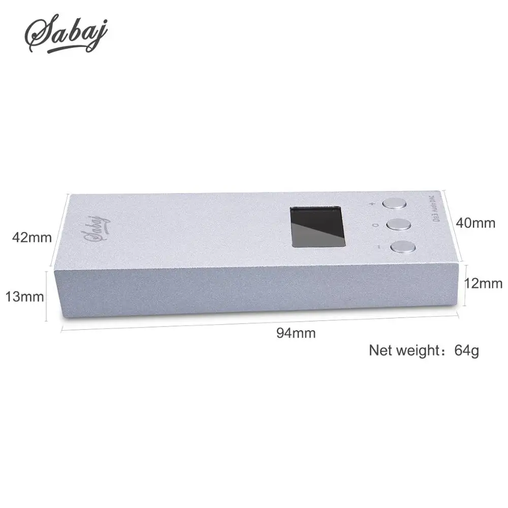 Sabaj Da3 Portatile Audio DAC/Amplificatore Per Cuffie Audio Nativo DSD512 Hifi HI-Res Ad Alta Risoluzione di Uscita Bilanciata 32bit/768kHz