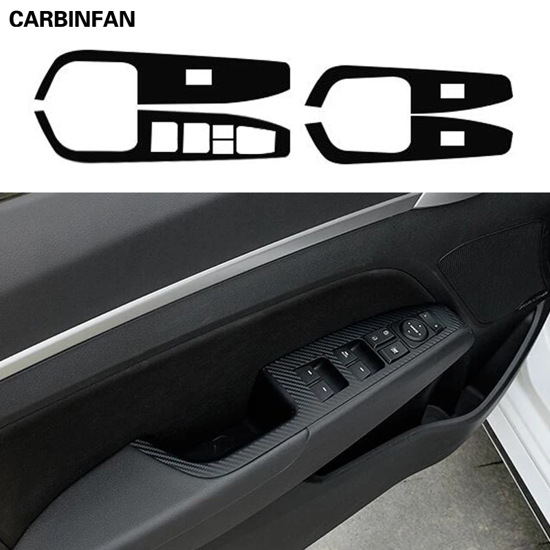 Car Styling Black Carbon Decal Car Window Lift Button Switch Panel Cover Trim Sticker For Hyundai Elantra 2017 2018 Avante