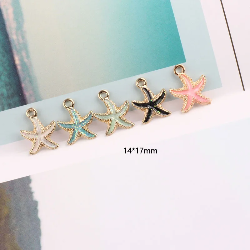 5-15pcs Cute Starfish Conch Sea Shell Charms Pendant Ocean Style Anklet Keychain Bracelet Necklace Jewelry DIY Craft Accessories