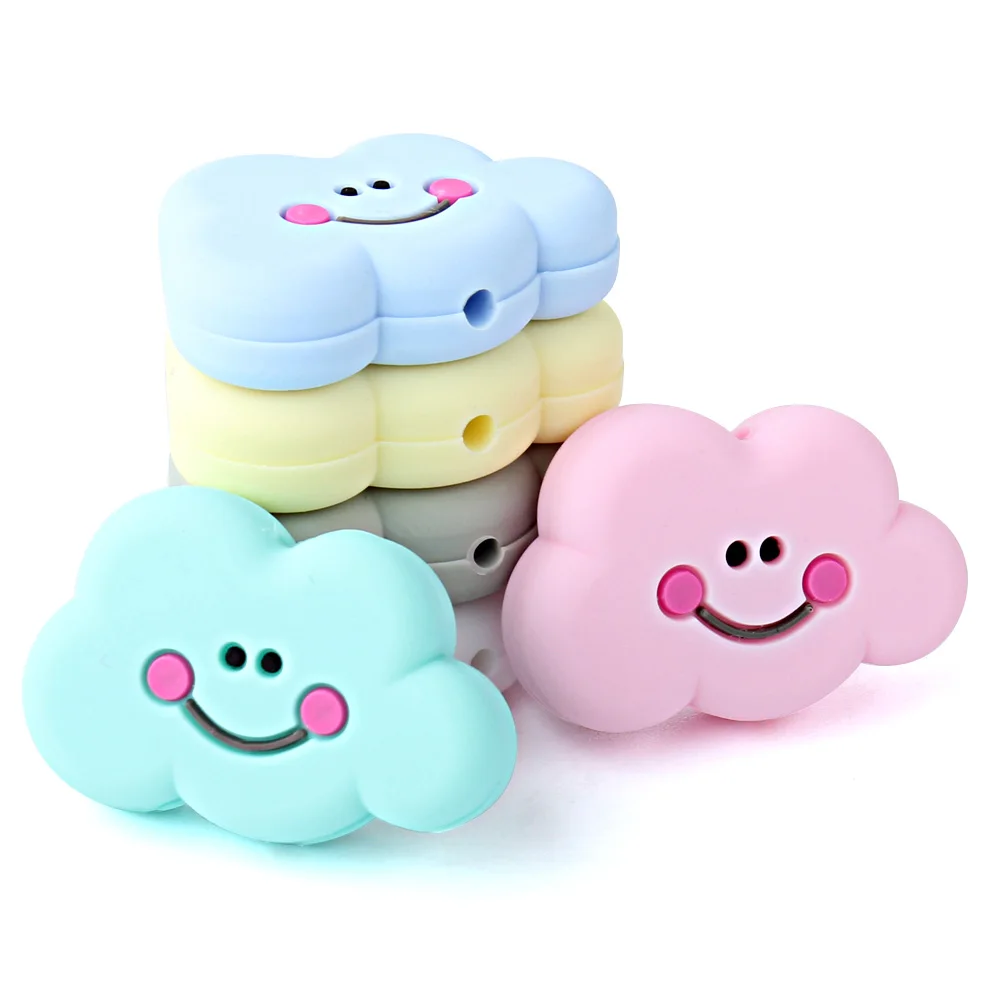 Keep&Grow 10pcs Perle Silicone Beads Clouds Silicone Teething Beads Rodents Silicone Baby Teethers DIY Teething Necklace Pendant