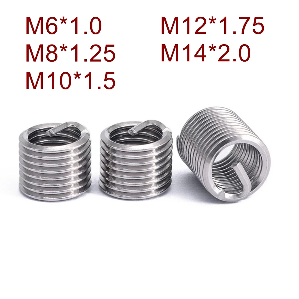 

Wire Thread Insert Screw Bushing M6 M8 M10 M12 M14 Thread Repair Stainless Steel