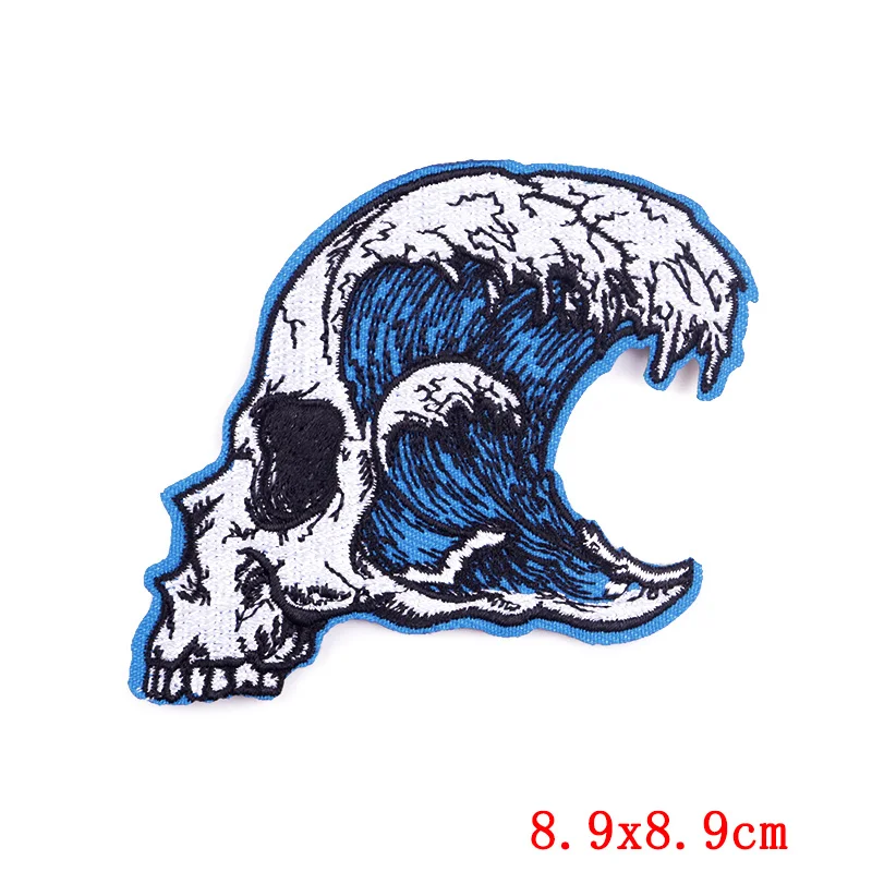 Skull Patch Hippie Rock Applique Patches On Clothes DIY Iron On Patch Punk Style Biker Patch Embroidery Badge Patches On Clothes