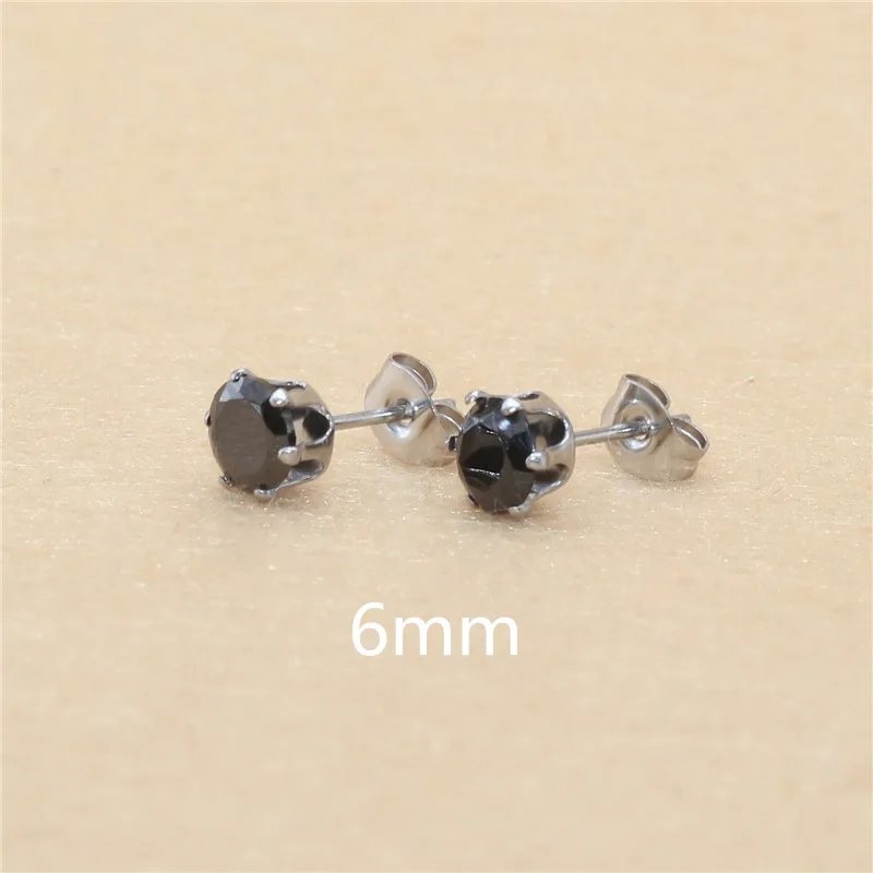 Edelstahl mit AAA-runden, schwarzen Zirkonia-Steinen, Ohrringe für Damen und Herren, vergoldet, hypoallergen, hochwertiger Schmuck. – Detail 20