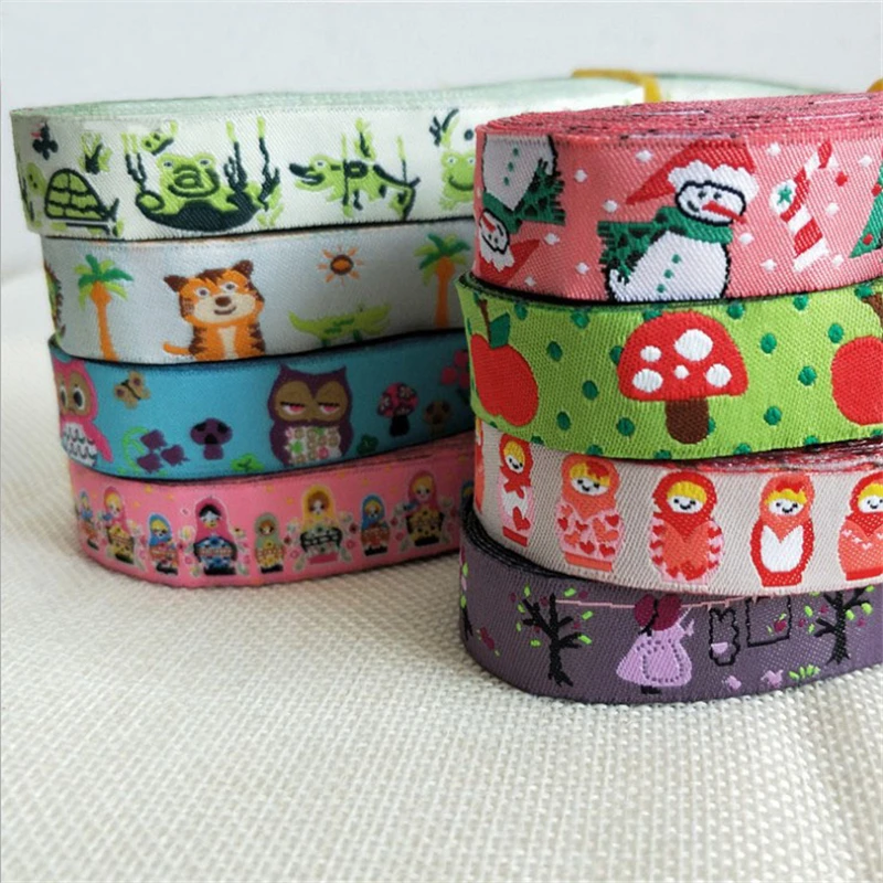 New 100% Polyester Cartoon Woven Jacquard Ribbon 5/8 '(16 mmx10yards) For DIY Dog Collar And Hats Home Textile Accessories