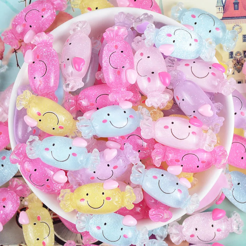 

20PCS/Pack Smiling Face Candy Planar Resin Hair Earring Decoration Supplies DIY Epoxy Craft Materials Clothing Brooch Accessory