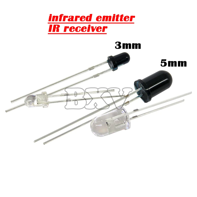 100 Buah F3 F5 3MM 5MM 940nm LED Pemancar Inframerah dan Dioda Penerima IR Inframerah Ke Tabung UNTUK Arduino