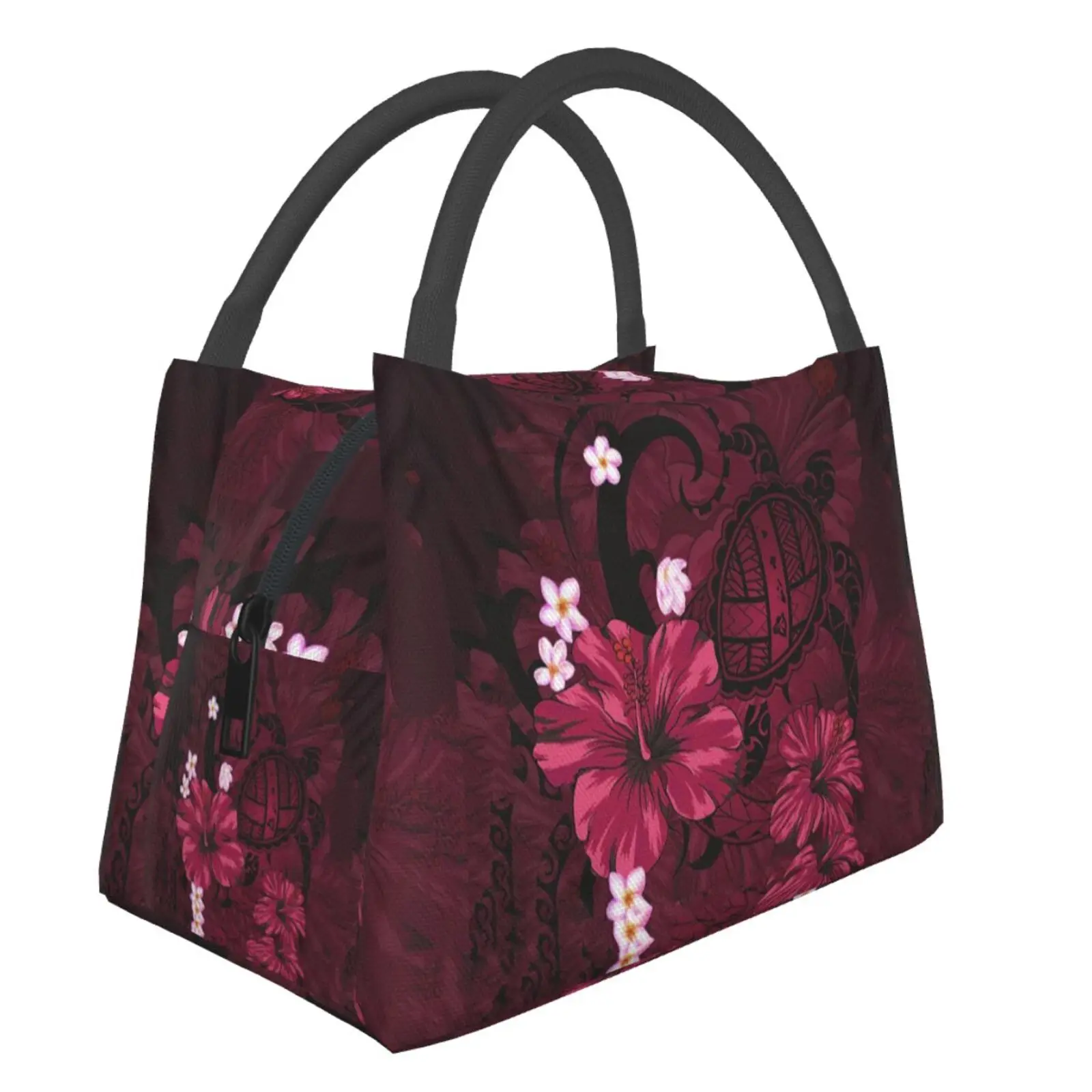 

NOISYDESIGNS Lunch bags Thick Thermal Insulated Portable Polynesian Plumeria Hibiscus Turtle Print Food Picnic Women Lunch Box