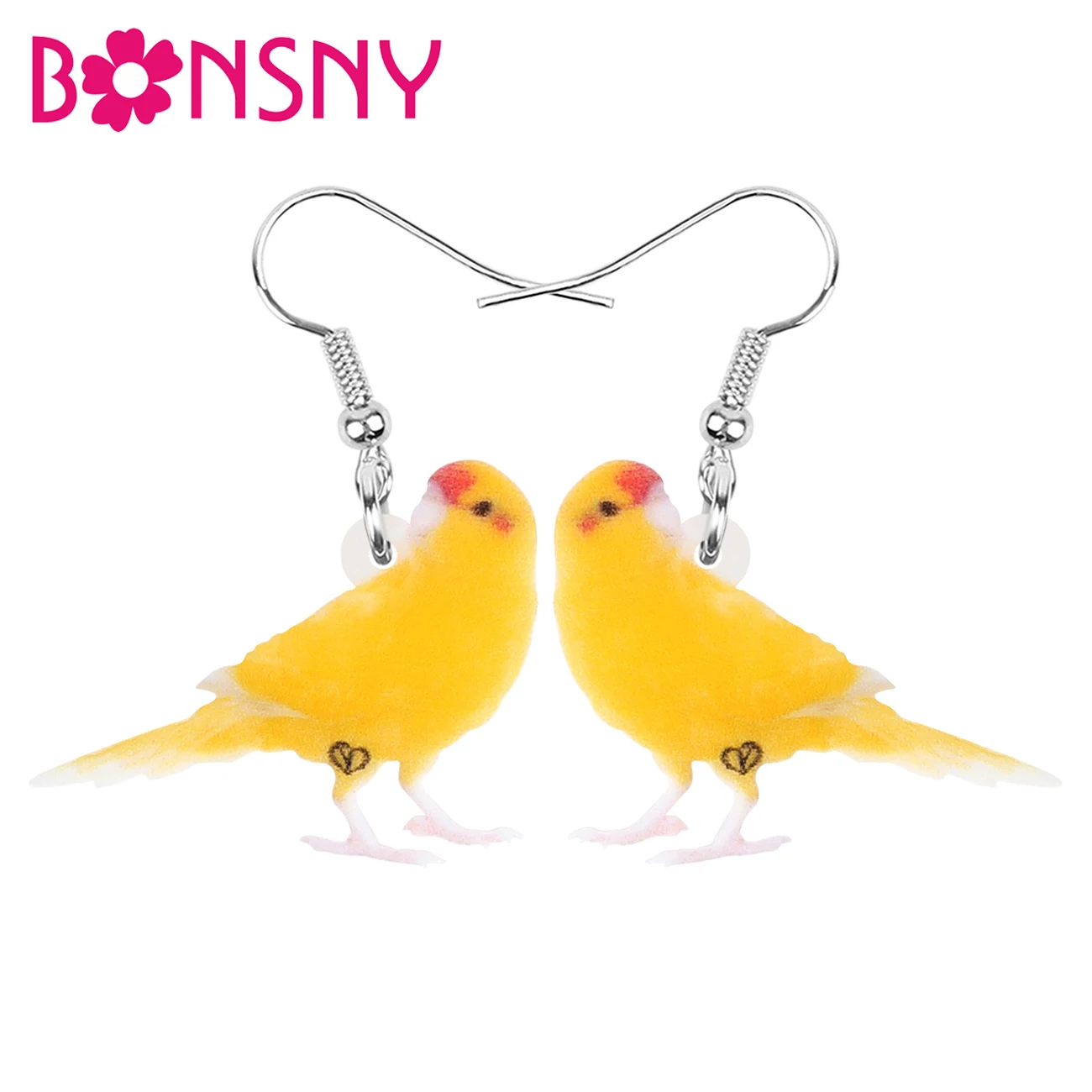 Bonsny Acrylic Bright-coloued Canary Earrings Cute Bird Animal Dangle Drop Jewelry For Women Girls Lady Novelty Gift Accessories