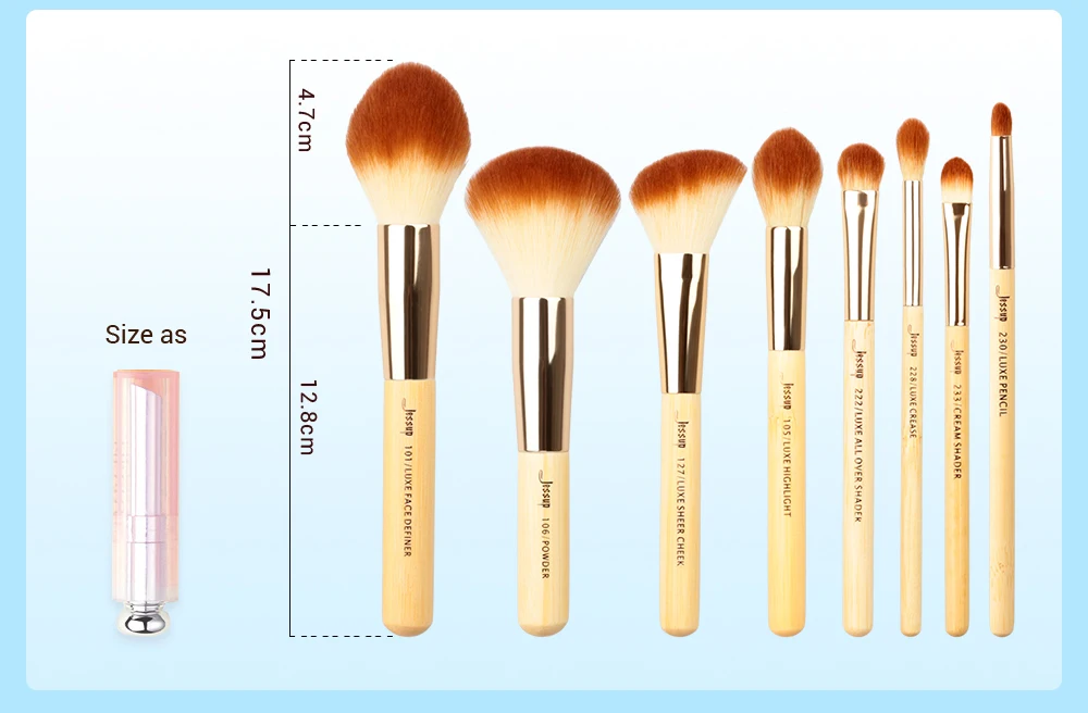 Jessup Professional Makeup Brushes Set Foundation Powder Eyeshadow Liner Blending Brush Make Up Tools Kit Bamboo Synthetic Hair