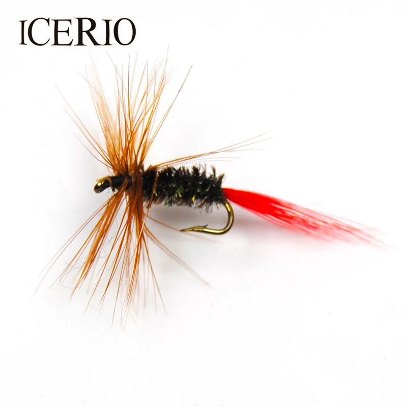 ICERIO 8PCS Red Tail Mayfly Dry Flies Trout Fly Fishing Lures #12