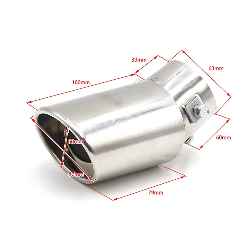 Universal Car 63mm Exhaust Tailpipe Stainless Steel Pipe Tail Throat Muffler Tip Auto Tail Pipe Accessories