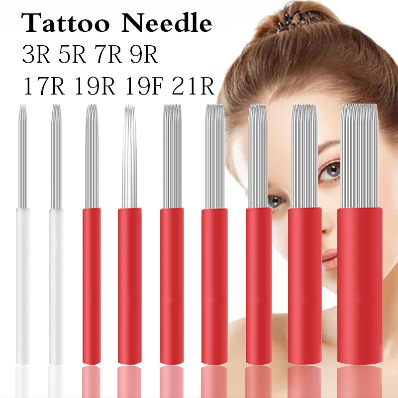 

100pcs Laminas Tebori Microblading needles Bevel Round Liner Blades Tattoo Needles For Permanent Makeup Eyebrow tattoo lip