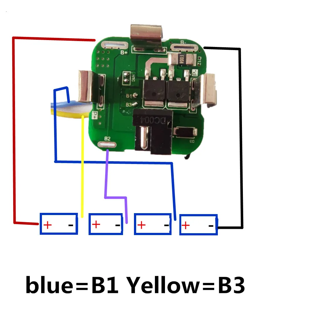 4s 20A Bms płytka drukowana PCBA 3.7V 18650 bateria ze złącze DC do ręcznej wiertarki elektrycznej 16.8v