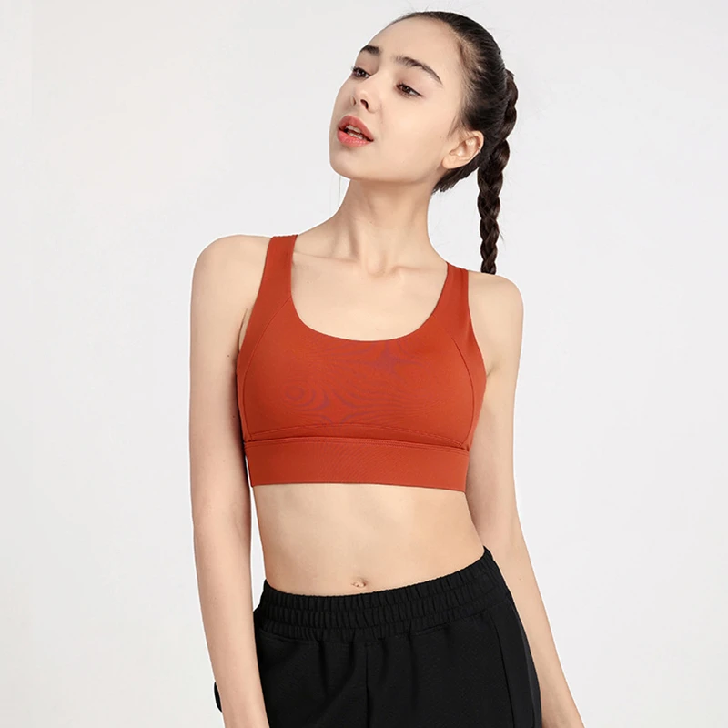 Sport Bras Women High Impact Gym Workout Bra Girls Cross Straps Shockproof Fitness Brassiere Padded Running Yoga Vest Tank Tops