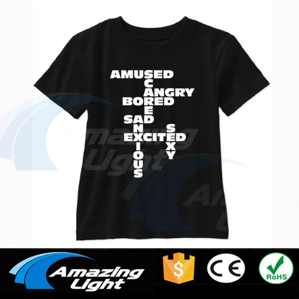 

Excited customized led t shirt el flashing T shirt led t shirt el sound active t shirt el light up and down t shirts