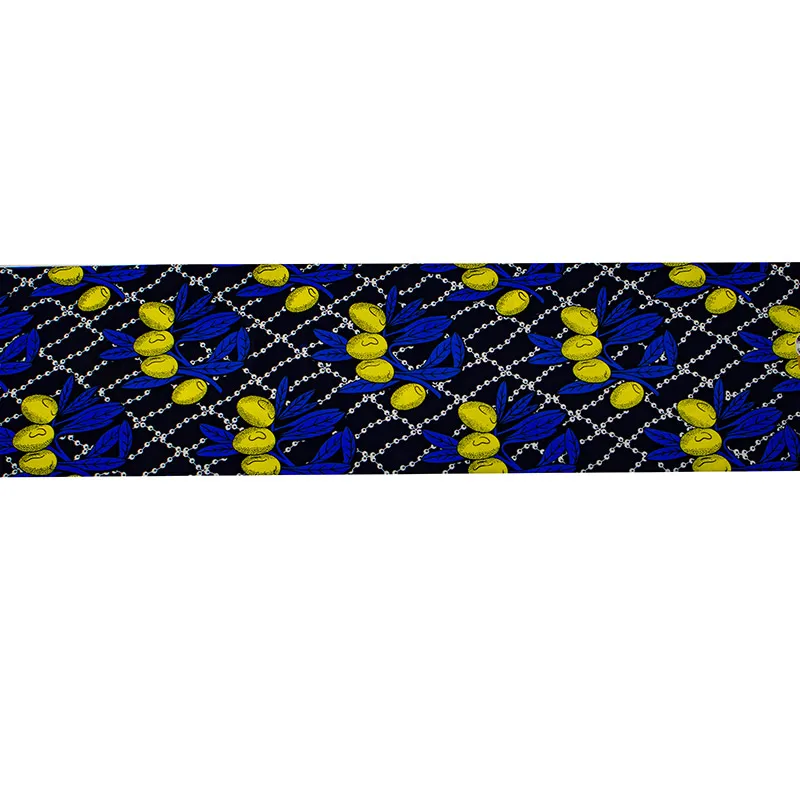 Veritable 2020 High Quality African Ankara Fabric Real Wax Blue Yellow Print Guaranteed Wax Fabric For Women Clothes