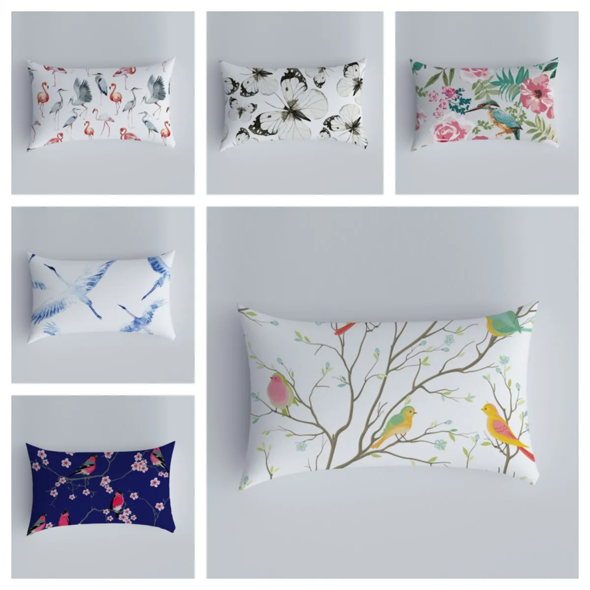 Chinese pillowcase flower and bird pattern cushion cover living room sofa home furnishing pillowcase car backrest pillowcase