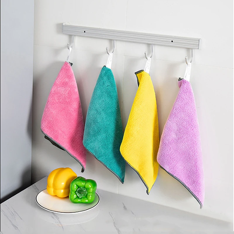 Coral Fleece Kitchen Towel Soft Rag Household Cleaning Tools  Dish Towel Microfiber Cloth Kitchen Accessories Cleaning Cloth