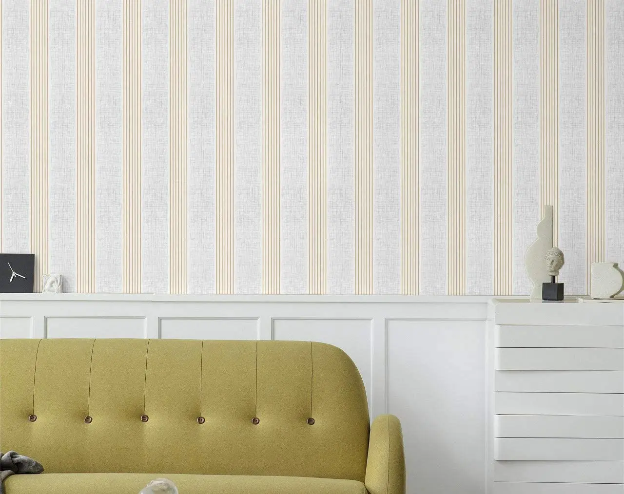 Gold Stripe Wallpaper Geometric Peel and Stick Wallpaper Self Adhesive Removable Wall Paper Waterproof Vinyl Wallcovering