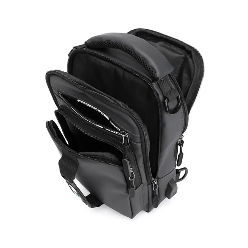 Multifunction Crossbody Bag Men USB Charging Chest Pack Short Trip Messengers Chest Bag Waterproof Large Capacity Shoulder Bag