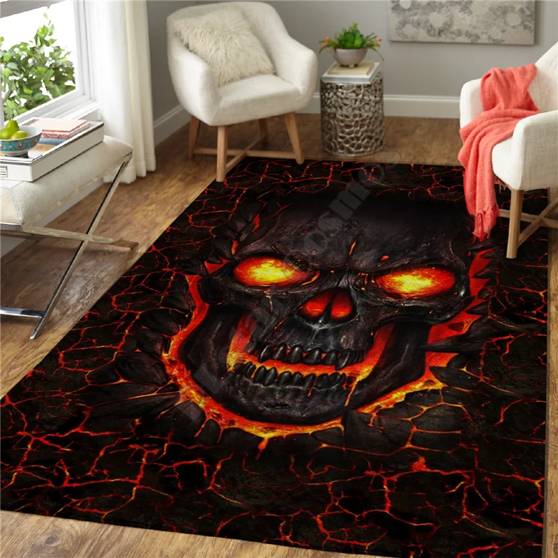 Alfombra de calavera Alfombra cuadrada antideslizante Alfombra 3D Alfombra antideslizante Comedor Sala de estar Alfombra suave para dormitorio estilo-02