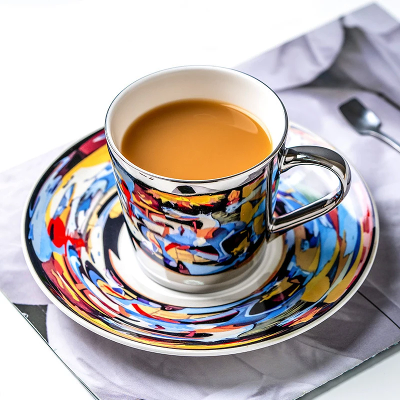 Picasso Mirror Coffee cup Ceramic Mug Cup and Saucer Set Fashion magazine/Allure Queen/Abstract female cup