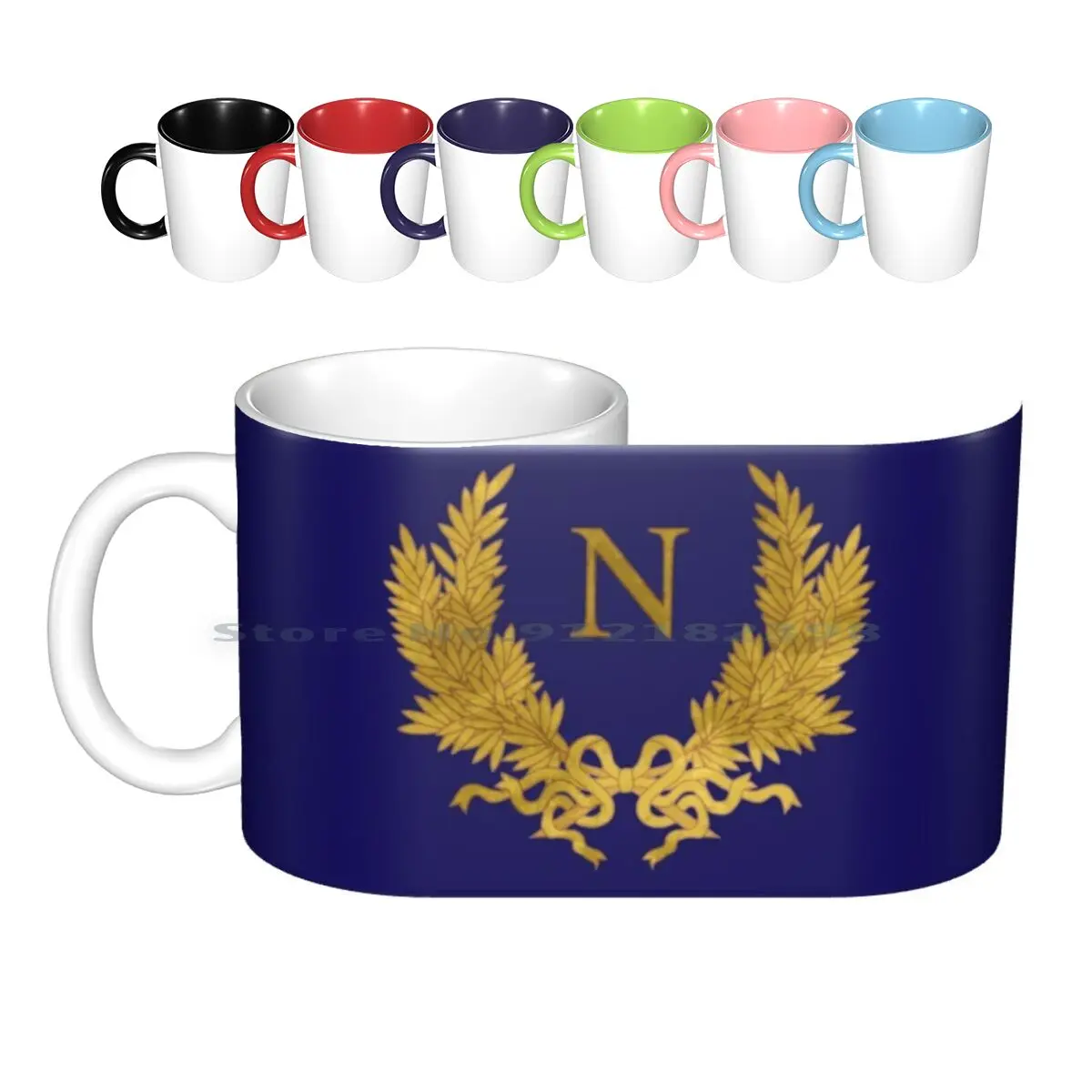 Napoleon Bonaparte Ceramic Mugs Coffee Cups Milk Tea Mug Emblem Heraldry History Coat Of Arms Medal Leaves French Revolution